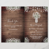 Rustic String Lights Mason Jar Wedding Program (Vorderseite)