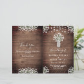 Rustic String Lights Mason Jar Wedding Program (Stehend Vorderseite)