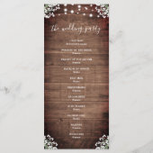 Rustic String Lights Mason Jar Wedding Programm (Rückseite)