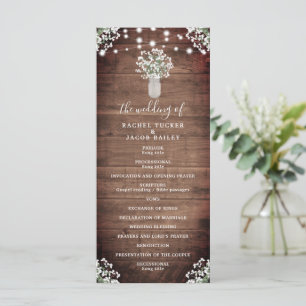 Rustic String Lights Mason Jar Wedding Programm
