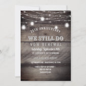 Rustic String Lights Mason Jar Wood Vow Renewal Einladung (Vorderseite)