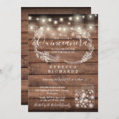 Rustic String Lights Mason Jars Quinceañera 15. Einladung (Vorne/Hinten)