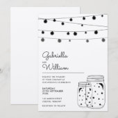 Rustic String Lights Mason Jars Wedding Einladung (Vorne/Hinten)