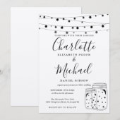 Rustic String Lights Mason Jars Wedding Einladung (Vorne/Hinten)
