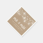 Rustic String Lights Mr. und Mrs. Wedding Monogram Serviette (Ecke)