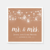 Rustic String Lights Mr. und Mrs. Wedding Monogram Serviette (Vorderseite)