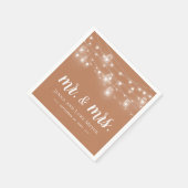 Rustic String Lights Mr. und Mrs. Wedding Monogram Serviette (Ecke)