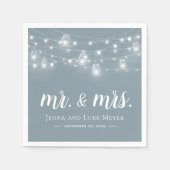 Rustic String Lights Mr. und Mrs. Wedding Monogram Serviette (Vorderseite)