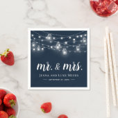 Rustic String Lights Mr. und Mrs. Wedding Monogram Serviette (Beispiel)