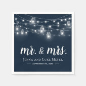 Rustic String Lights Mr. und Mrs. Wedding Monogram Serviette (Vorderseite)