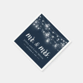 Rustic String Lights Mr. und Mrs. Wedding Monogram Serviette (Ecke)