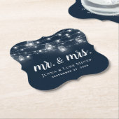 Rustic String Lights Mr. und Mrs. Wedding Monogram Untersetzer (angewinkelt)