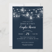 Rustic String Lights Paares Dusche Einladung (Vorderseite)