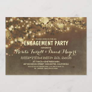 Rustic String Lights Romantic ENGAGEMENT PARTEI Einladung