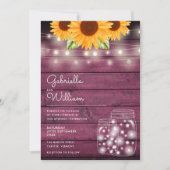 Rustic String Lights Sonnenblume Mason Jars Weddin Einladung (Vorderseite)