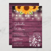 Rustic String Lights Sonnenblume Mason Jars Weddin Einladung (Vorne/Hinten)