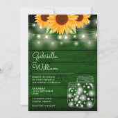Rustic String Lights Sonnenblume Mason Jars Weddin Einladung (Vorderseite)