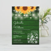 Rustic String Lights Sonnenblume Mason Jars Weddin Einladung (Stehend Vorderseite)