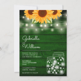 Rustic String Lights Sonnenblume Mason Jars Weddin Einladung