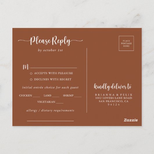 Rustic String Lights Terracotta Menüauswahl UAWG Postkarte (Rückseite)