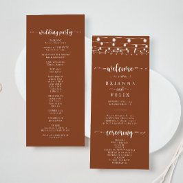 Rustic String Lights Terracotta Wedding Program Programm