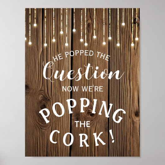 Rustic String lights VERLOBUNG Ankündigungszeichen Poster (Vorne)