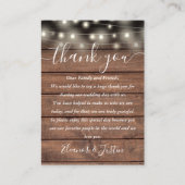 Rustic String Lights Wedding Danke Platzkarte (Vorderseite)