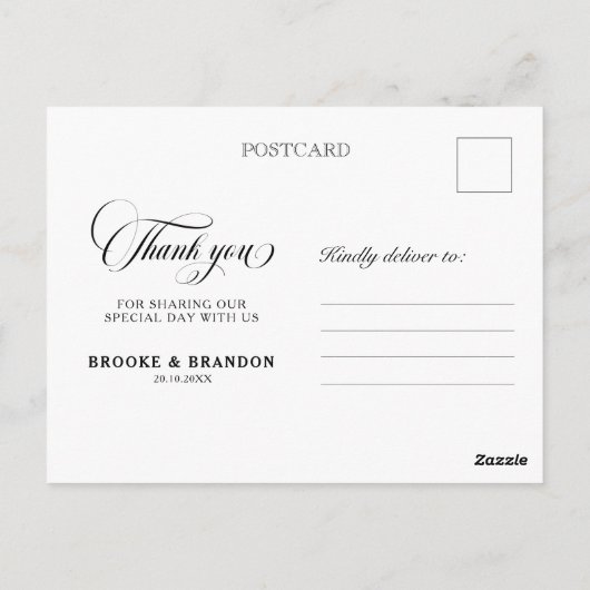 Rustic String Lights Wedding Danke Postkarte (Rückseite)