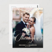 Rustic String Lights Wedding Foto Vielen Dank Postkarte (Vorne/Hinten)