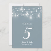 Rustic String Lights Wedding Table Numbers (Vorderseite)