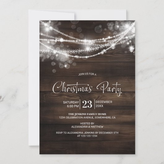 Rustic String Lights Wohn Weihnachtsgebäck Party Einladung (Vorderseite)