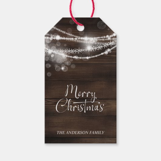 Rustic String Lights Wohnen Weihnachten Geschenkanhänger (Vorderseite)