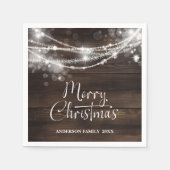 Rustic String Lights Wohnen Weihnachten Serviette (Vorderseite)