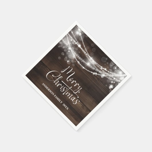 Rustic String Lights Wohnen Weihnachten Serviette (Ecke)