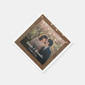 Rustic string of lights photo wedding serviette (Ecke)