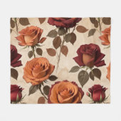Rustic Style Roses In Shades Of Orange And Red Fleecedecke (Vorderseite (Horizontal))