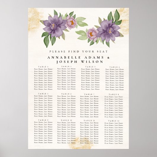 Rustic Summer aesthetic Wildflower Seating Charts Poster (Vorne)