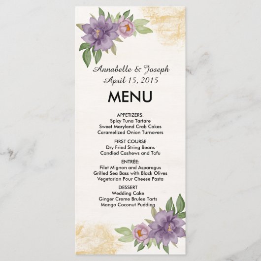 Rustic Summer aesthetic Wildflower Wedding Menükarte (Vorderseite)