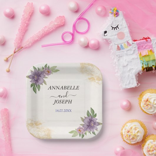 Rustic Summer aesthetic Wildflower Wedding Pappteller (Party)