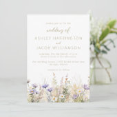 Rustic Summer Meadow Wildflower Wedding  Einladung (Stehend Vorderseite)