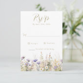 Rustic Summer Meadow Wildflower Wedding RSVP Card Karte (Stehend Vorderseite)