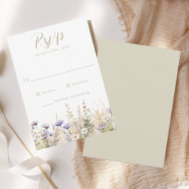 Rustic Summer Meadow Wildflower Wedding RSVP Card Karte