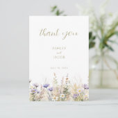 Rustic Summer Meadow Wildflower Wedding Thank You  Einladung (Stehend Vorderseite)