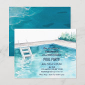 Rustic Summer Swimming Pool Party Birthday Invite (Vorne/Hinten)