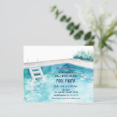 Rustic Summer Swimming Pool Party Birthday Invite (Stehend Vorderseite)
