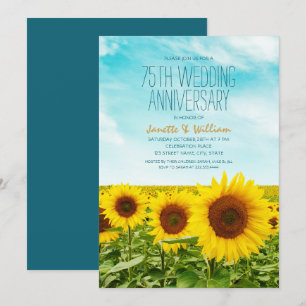 Rustic Sunflower 75. Hochzeitsjubiläum Floral Einladung