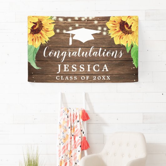 Rustic Sunflower Abschluss Banners Banner (Insitu)