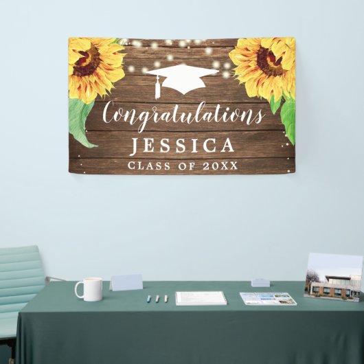 Rustic Sunflower Abschluss Banners Banner (Messeveranstaltung)