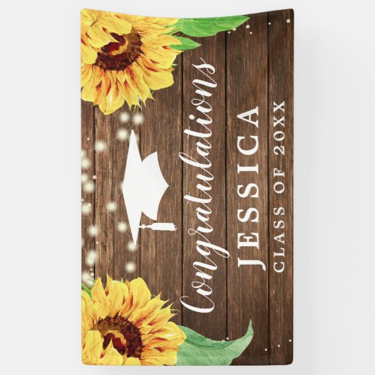 Rustic Sunflower Abschluss Banners Banner (Vertikal)