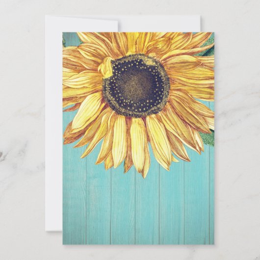 Rustic Sunflower Aqua Wood Wedding Brautparty I Einladung (Rückseite)